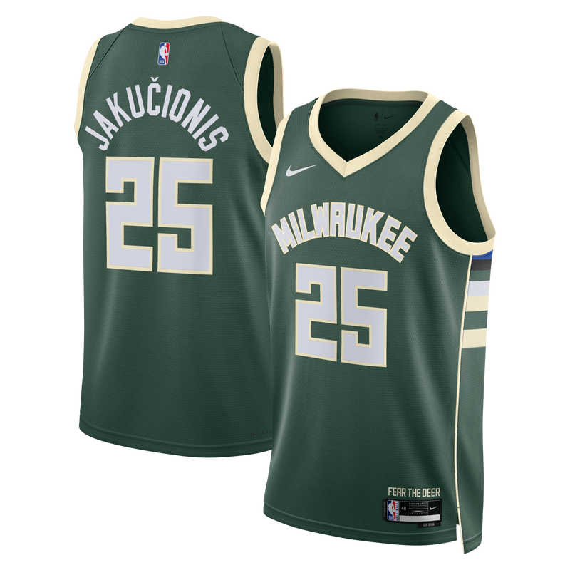 Milwaukee Bucks Nike Icon Edition Swingman Jersey - White - Kasparas Jaku?ionis