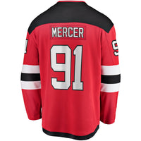New Jersey Devils Dawson Mercer Fanatics Red Home Breakaway Jersey
