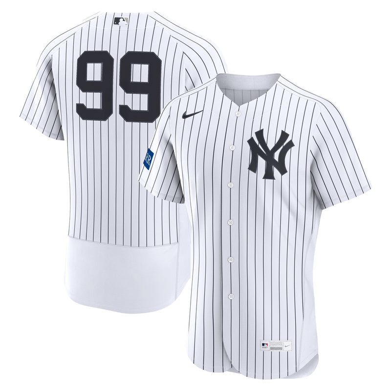New York Yankees Aaron Judge Nike White Home Authentic Sponsor Patch Jersey
