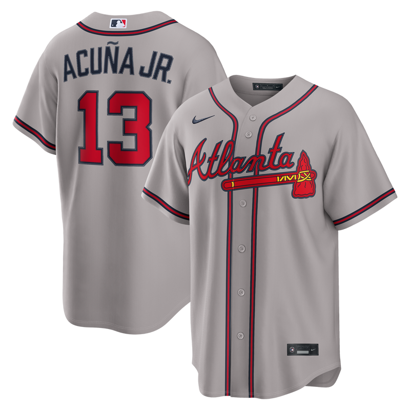 Atlanta Braves Ronald Acuña Jr. Nike Gray Road Replica Jersey