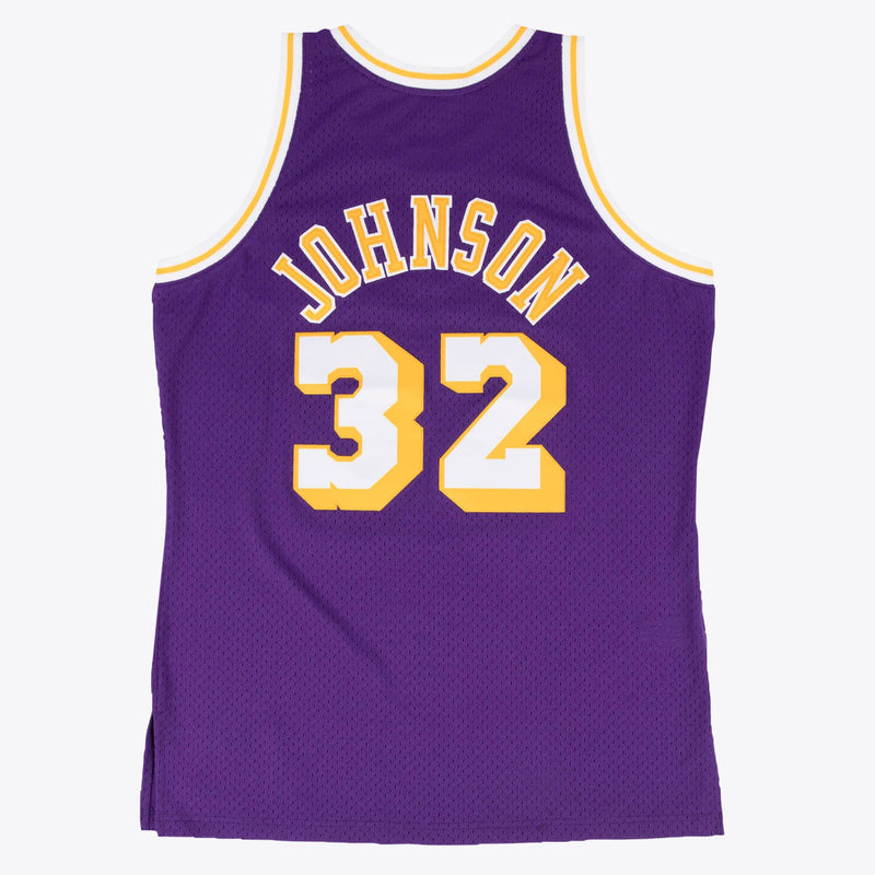 Los Angeles Lakers Magic Johnson 1984-85 Hardwood Classics Road Swingman Jersey By Mitchell & Ness - Purple -