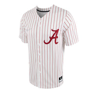 Nike White/Crimson Alabama Crimson Tide Pinstripe Replica Full-Button Baseball Jersey