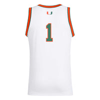 adidas #1 White Miami Hurricanes Replica Swingman Jersey