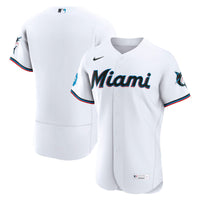 Miami Marlins Nike White Home Sponsor Patch Authentic Jersey