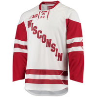 Under Armour White Wisconsin Badgers UA Replica Hockey Jersey