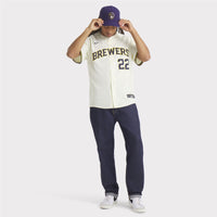 Milwaukee Brewers Christian Yelich Nike Cream Home Limited Player Jersey