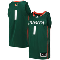 adidas #1 Green Miami Hurricanes Swingman Basketball Jersey
