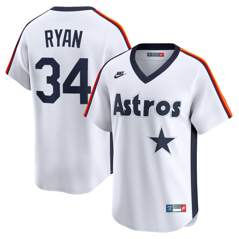 Houston Astros Nolan Ryan Nike White Throwback Cooperstown Collection Limited Jersey