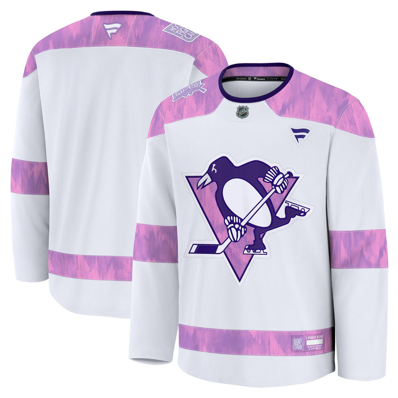 Pittsburgh Penguins Fanatics White 2024 Hockey Fights Cancer Practice Jersey