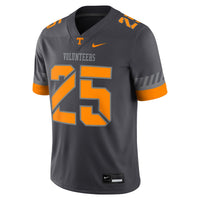Nike #25 Anthracite Tennessee Volunteers Game Jersey