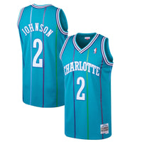 Mitchell & Ness Larry Johnson Teal Charlotte Hornets 1992-93 Hardwood Classics Swingman Jersey