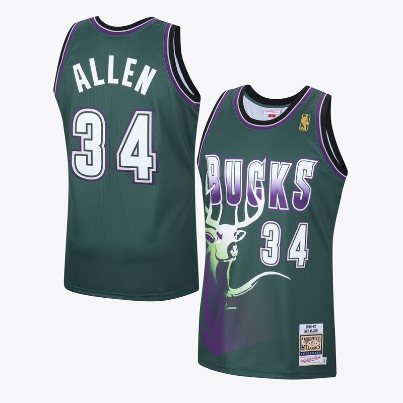 Milwaukee Bucks Ray Allen 1996 Hardwood Classics Alternate Swingman Jersey By Mitchell & Ness - Dark Green -