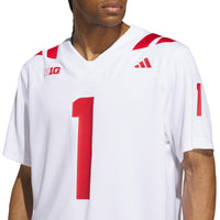 adidas #1 White Nebraska Huskers Away Premier Football Jersey