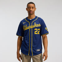 Milwaukee Brewers Christian Yelich Nike Navy Alternate Limited Jersey