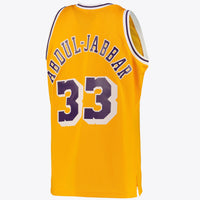 Los Angeles Lakers Kareem Abdul-Jabbar Road Swingman Jersey By Mitchell & Ness - Light Gold -