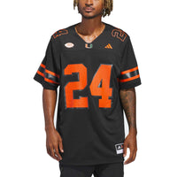 adidas #24 Black Miami Hurricanes Premier Strategy Jersey