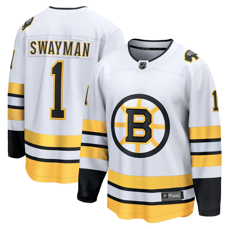 Boston Bruins Jeremy Swayman Fanatics White Away Breakaway Player Jersey