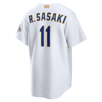 Los Angeles Dodgers Roki Sasaki Nike White 2026 Gold Collection Stadium Jersey