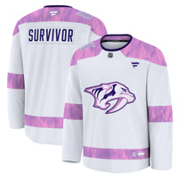 Nashville Predators Fanatics White Hockey Fights Cancer Survivor Practice Jersey