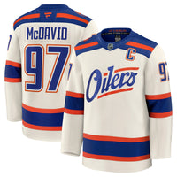 Edmonton Oilers Connor McDavid Fanatics Light Beige Alternate Premium Jersey