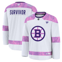 Boston Bruins Fanatics White Hockey Fights Cancer Survivor Practice Jersey