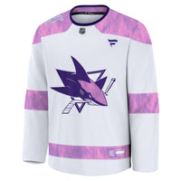 San Jose Sharks Fanatics White 2024 Hockey Fights Cancer Practice Jersey
