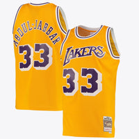 Los Angeles Lakers Kareem Abdul-Jabbar Road Swingman Jersey By Mitchell & Ness - Light Gold -