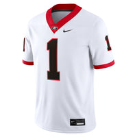Nike #1 White Georgia Bulldogs Game Jersey
