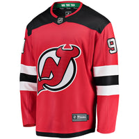 New Jersey Devils Dawson Mercer Fanatics Red Home Breakaway Jersey