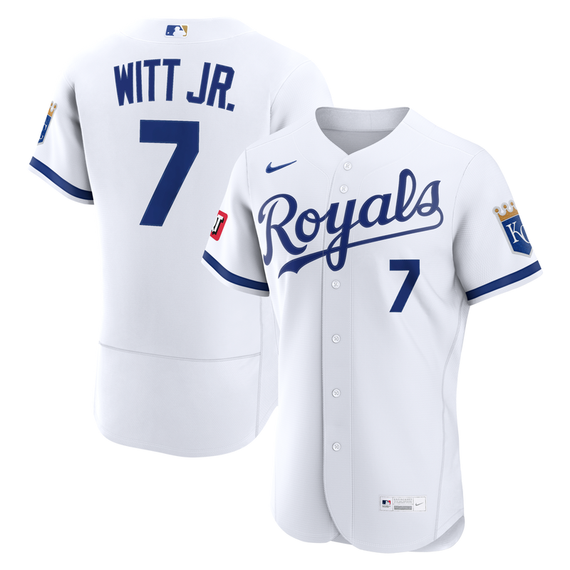 Kansas City Royals Bobby Witt Jr. Nike White Home Authentic Sponsor Patch Jersey