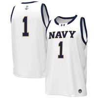 Under Armour White Navy Midshipmen #1 Replica Basketball Jersey