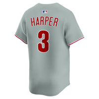 Philadelphia Phillies Bryce Harper Nike Gray Road Limited Player Jersey