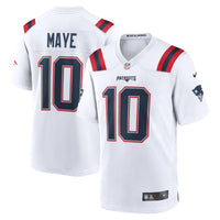 New England Patriots Drake Maye Nike White Player Game Jersey