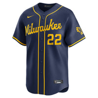 Milwaukee Brewers Christian Yelich Nike Navy Alternate Limited Jersey