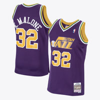 Utah Jazz Karl Malone 1991 Hardwood Classics Road Swingman Jersey by Mitchell & Ness - Purple -