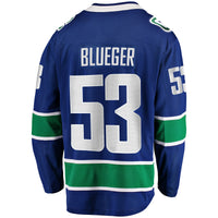 Vancouver Canucks Teddy Blueger Fanatics Blue Home Breakaway Jersey