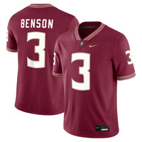 Nike Trey Benson Garnet Florida State Seminoles Player Game Jersey