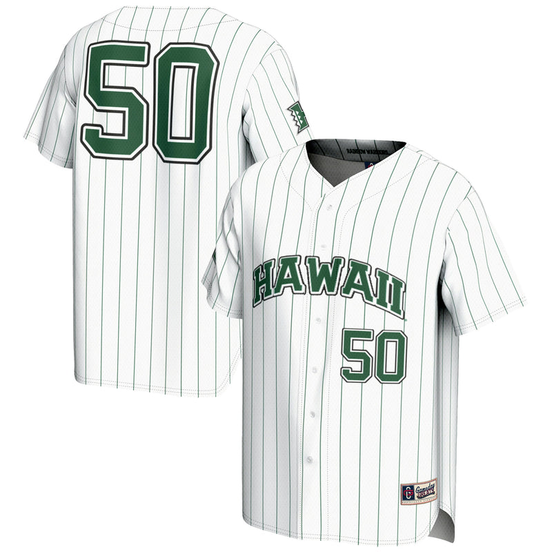 GameDay Greats #1 White Hawaii Rainbow Warriors Lightweight Baseball Jersey