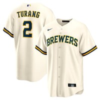 Milwaukee Brewers Brice Turang Nike Cream Home Replica Jersey