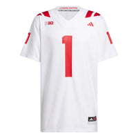 adidas #1 White Nebraska Huskers Away Premier Football Jersey