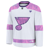 St. Louis Blues Fanatics White 2024 Hockey Fights Cancer Practice Jersey