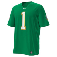 Under Armour #1 Kelly Green Notre Dame Fighting Irish Irish Wear Green Football Twill Replica Jersey