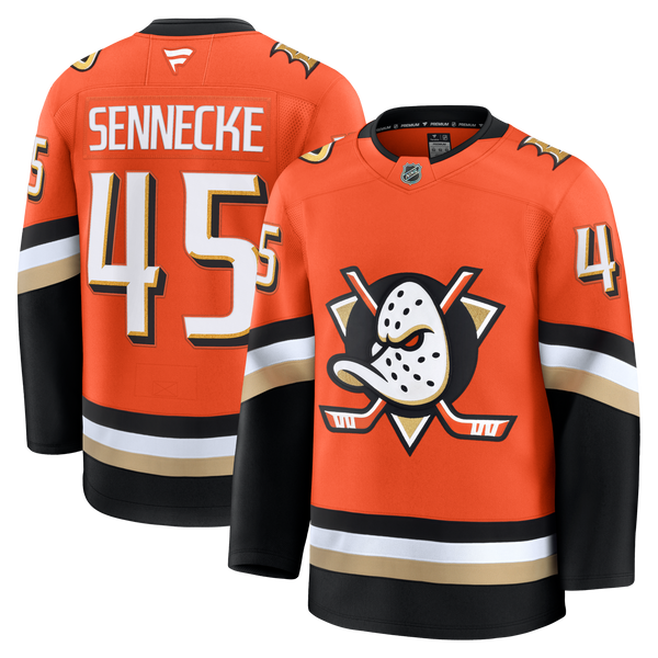 Anaheim Ducks Beckett Sennecke Fanatics Orange Home Premium Jersey