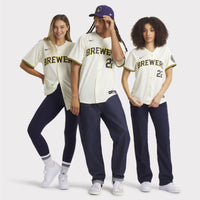 Milwaukee Brewers Christian Yelich Nike Cream Home Limited Player Jersey