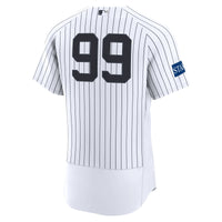 New York Yankees Aaron Judge Nike White Home Authentic Sponsor Patch Jersey