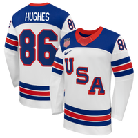 Jack Hughes Nike White US Hockey 2026 Away Replica Jersey