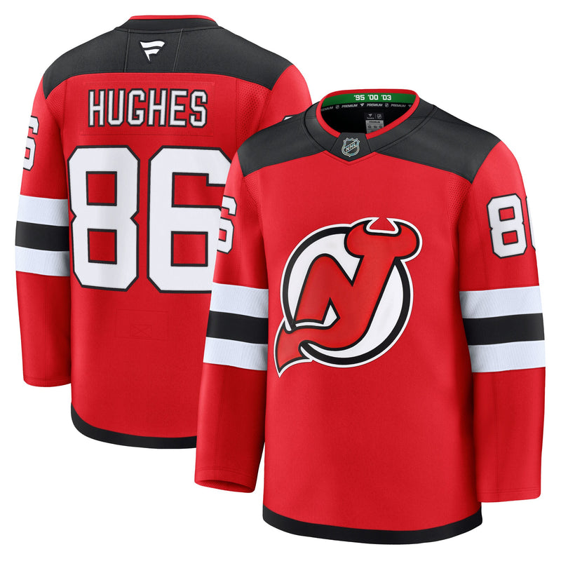 New Jersey Devils Jack Hughes Fanatics Red Home Premium Jersey