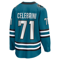 San Jose Sharks Macklin Celebrini Fanatics Teal Home Breakaway Jersey