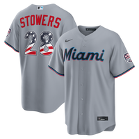 Fourth of July Miami Marlins Kyle Stowers Nike Gray USA 250 Stadium Jersey