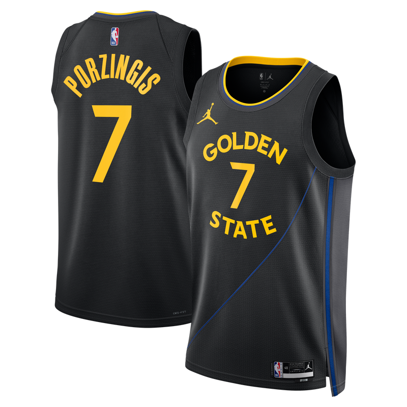 Golden State Warriors Jordan Brand 2024/25 Statement Edition Swingman Jersey - Black - Kristaps Porzi??is